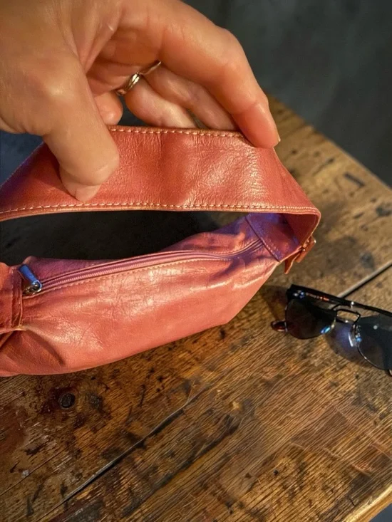 Vintage 90s Y2K Jenny VERA PELLE made in ITALY Pink Leather Hobo Bag - Picture 7 of 16